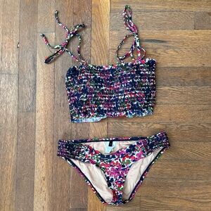 J. Crew Smocked Floral Bikini Set